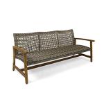 Marcia Outdoor Wood and Wicker Sofa - Gray