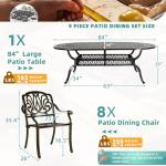 9-Piece Outdoor Patio Dining Set with Umbrella Hole