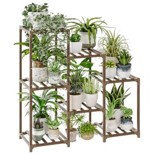 Bamworld 3-Tier Wooden Plant Stand for Indoor/Outdoor