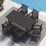 5-Piece Outdoor Dining Table Set with Umbrella Hole
