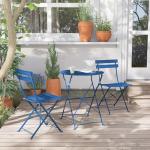 Peacock Blue 3-Piece Folding Patio Bistro Set