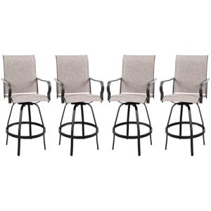 Taupe 4-Piece Patio Swivel Bar Stool Set