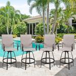 Taupe 4-Piece Patio Swivel Bar Stool Set