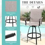 Taupe 4-Piece Patio Swivel Bar Stool Set