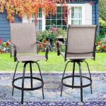 Taupe 4-Piece Patio Swivel Bar Stool Set