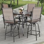 NUU Garden 5-Piece Swivel Bar Set - Black/Brown