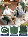 KINGYES Green Folding Adirondack Chair, All-Weather Design