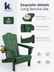 KINGYES Green Folding Adirondack Chair, All-Weather Design