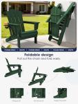 KINGYES Green Folding Adirondack Chair, All-Weather Design