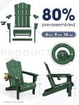 KINGYES Green Folding Adirondack Chair, All-Weather Design