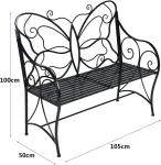 HLC Heavy-Duty Cast Iron Garden Bench with Armrests