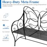 HLC Heavy-Duty Cast Iron Garden Bench with Armrests