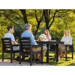 5-Piece Outdoor Dining Table Set with Umbrella Hole