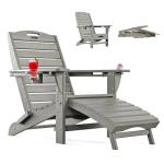 Ciokea Folding Adirondack Chair with Ottoman - Grey