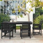 5-Piece Outdoor Dining Table Set with Umbrella Hole