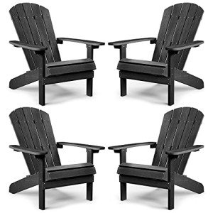 Set of 4 Black Weather-Resistant Adirondack Chairs