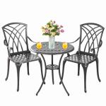 Woven Black 3-Piece Outdoor Bistro Set