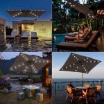 10x6.5ft LED Solar Patio Umbrella with Crank
