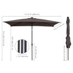 10x6.5ft LED Solar Patio Umbrella with Crank