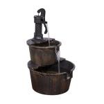 Rustic 2-Tier Barrel Pump Water Fountain