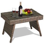 Tangkula Outdoor Folding Wicker Coffee Table