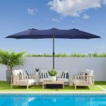 Caprihom 15ft Blue Double-Sided Patio Umbrella