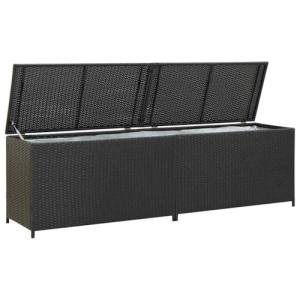 Spacious Black Rattan Patio Storage Box