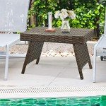 Tangkula Outdoor Folding Wicker Coffee Table