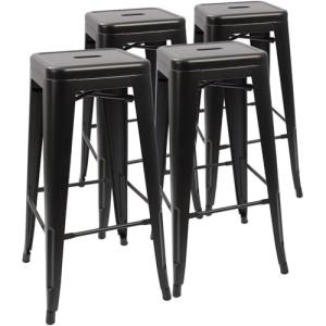 Devoko 30" Stackable Metal Bar Stools - Set of 4