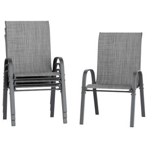 Set of 4 Dark Grey Outdoor Patio Chairs