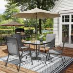 Set of 4 Dark Grey Outdoor Patio Chairs