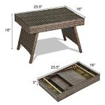 Tangkula Outdoor Folding Wicker Coffee Table