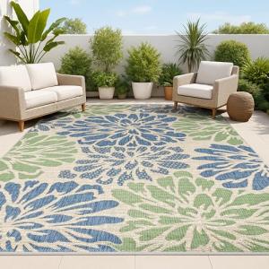 Zinnia Modern Floral Outdoor Area Rug, 8x10