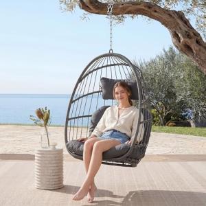 Yechen Foldable Wicker Egg Chair with Cushions
