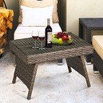 Tangkula Outdoor Folding Wicker Coffee Table