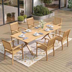 7-Piece Acacia Wood Patio Dining Set for 6