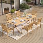 7-Piece Acacia Wood Patio Dining Set for 6