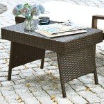 Tangkula Outdoor Folding Wicker Coffee Table