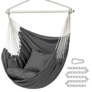 Cozy Slate Gray Hammock Chair with Cushions