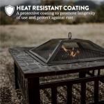 32-Inch Metal Outdoor Fire Pit with Screen