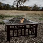 32-Inch Metal Outdoor Fire Pit with Screen