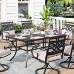 Rectangular Outdoor Dining Table for 6, Black