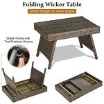 Tangkula Outdoor Folding Wicker Coffee Table