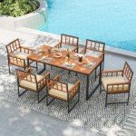 Tangkula 7-Piece Outdoor Dining Set with Cushions