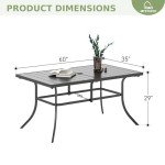 Rectangular Outdoor Dining Table for 6, Black