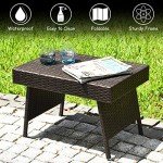 Tangkula Outdoor Folding Wicker Coffee Table