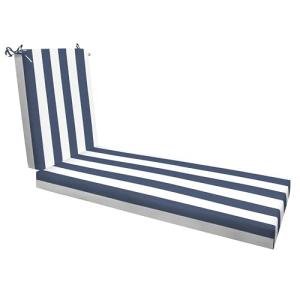 Cabana Stripe Blue & White Outdoor Chaise Cushion