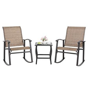 3-Piece Outdoor Rocking Bistro Set - Brown