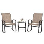 3-Piece Outdoor Rocking Bistro Set - Brown