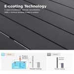 Rectangular Outdoor Dining Table for 6, Black